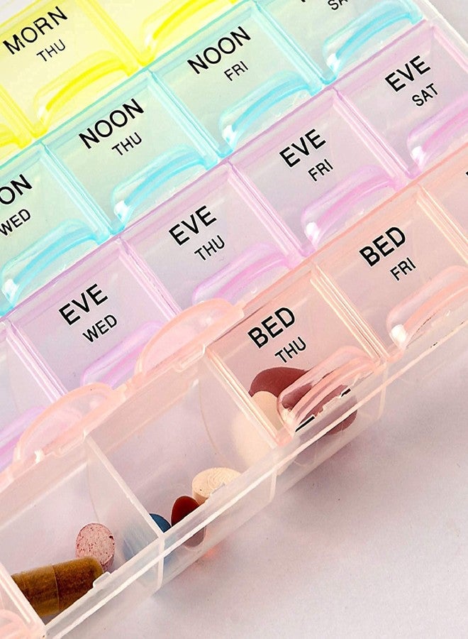 SNAPCOM Pill Medicine Organizer Reminder Storage Box 7 Day Medicine planner Pill Organizer Weekly Pill Organizer 4 Times A Day Color Code used for home office traveling camping easy to carry (1 pcs) - Image 4